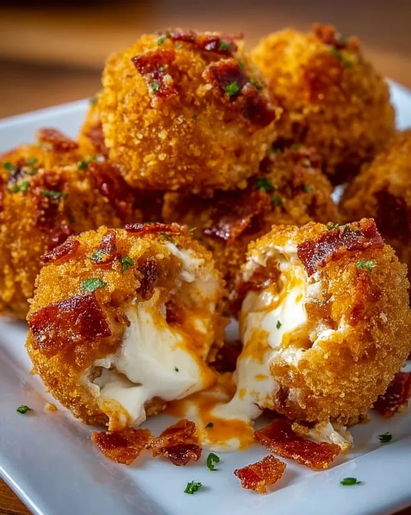 Buffalo Chicken Bacon Mozzarella Bombs served on a platter for Game Day