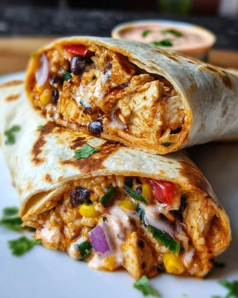 Delicious Southwest Chicken Wrap with fresh ingredients and grilled chicken.