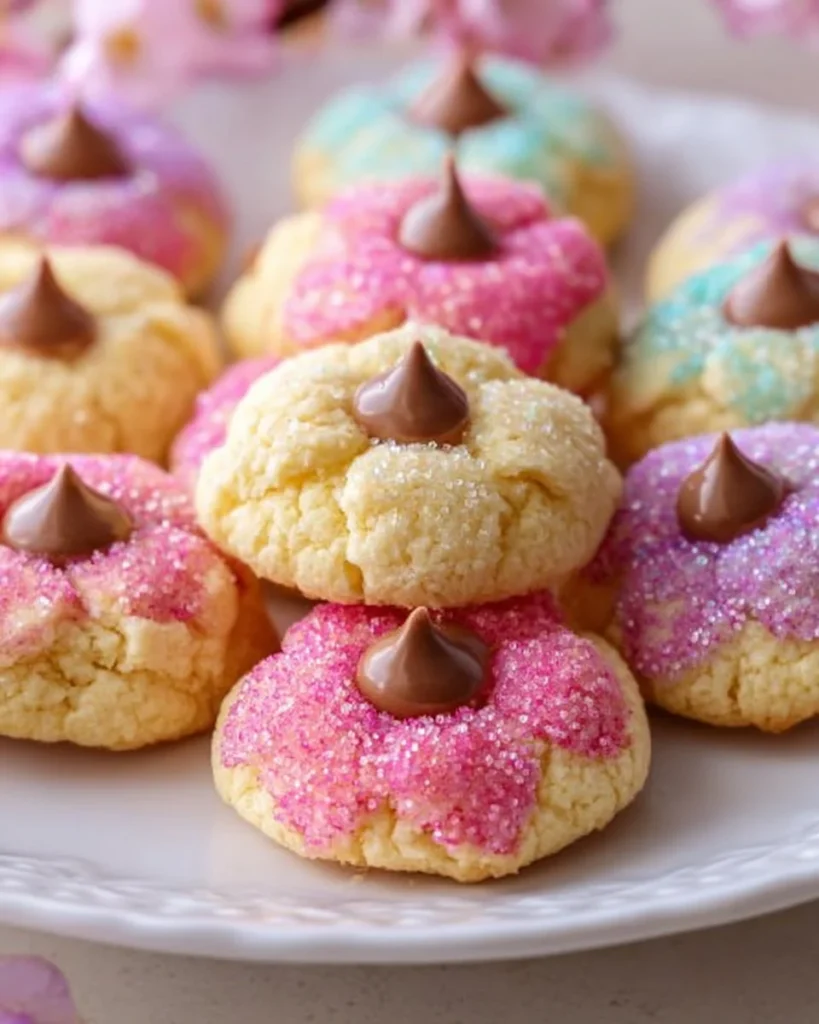 Beautifully decorated Spring Blossom Cookies in pastel colors