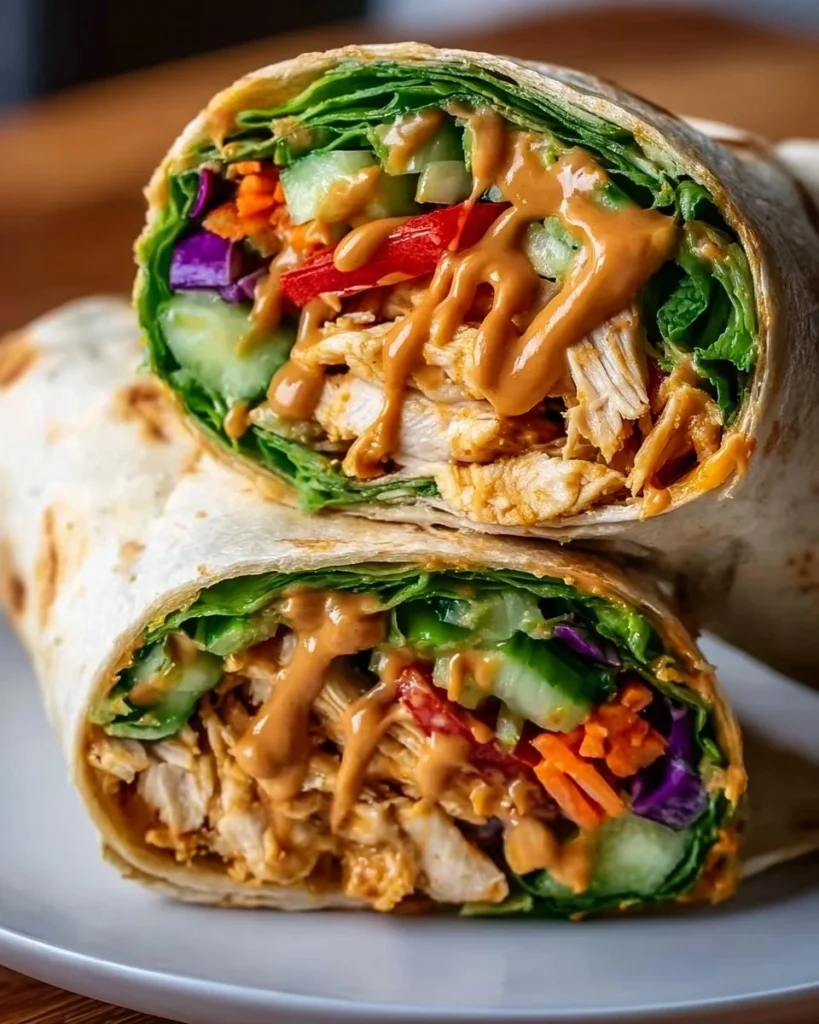Delicious Thai Peanut Chicken wraps ready to eat