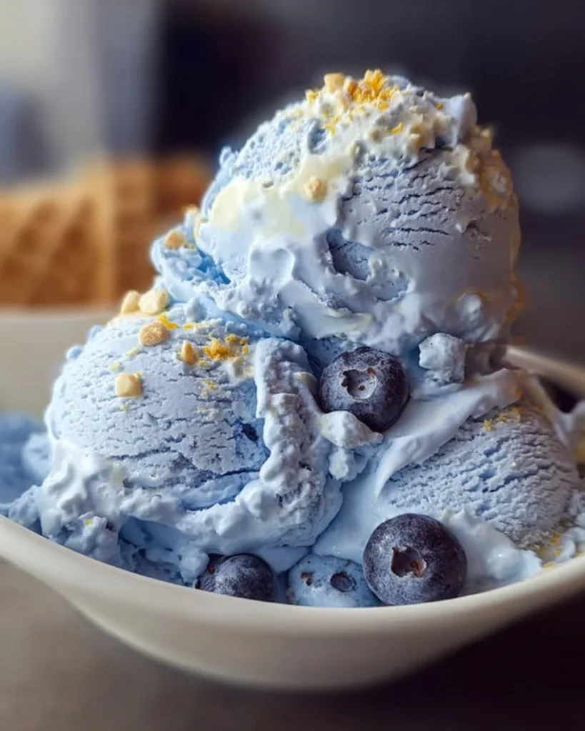 A delicious bowl of homemade blue moon ice cream