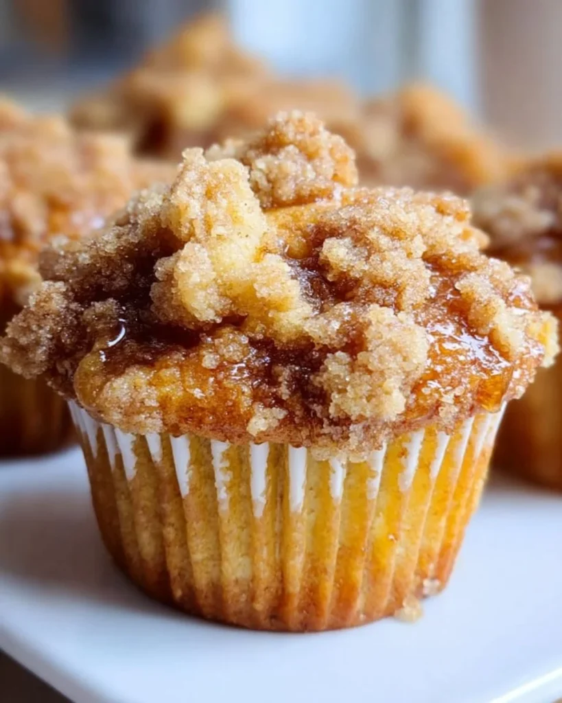 Delicious banana crumb muffins fresh out of the oven with a golden topping