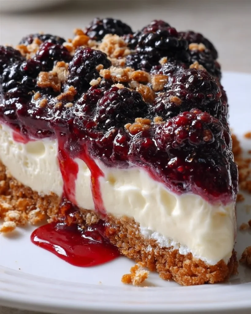 Delicious Blackberry Pretzel Dessert with layers of sweet and salty flavors