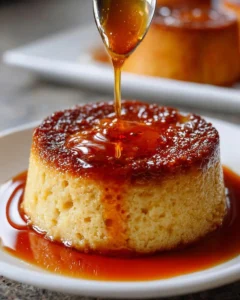 Delicious caramel flan muffins topped with silky caramel glaze