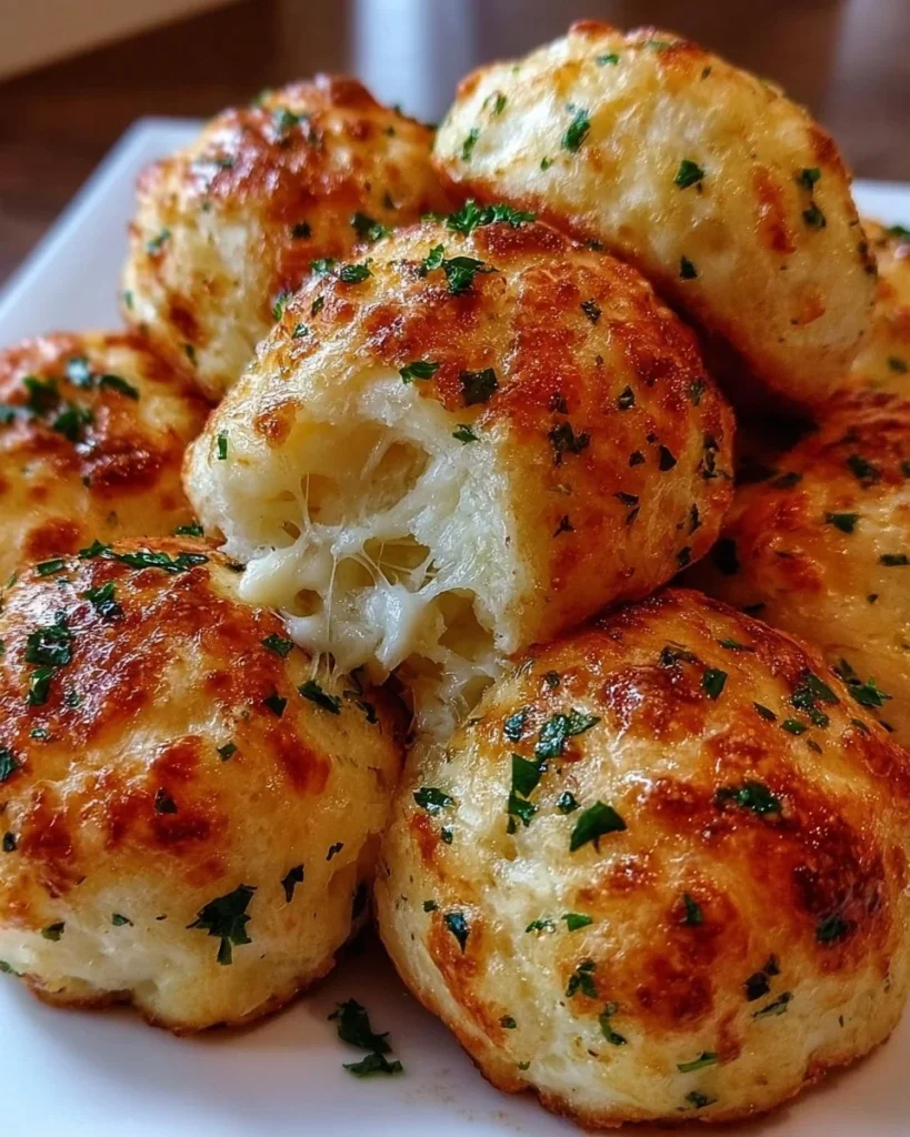 Delicious Garlic Butter Cheese Bombs ready to be enjoyed as appetizers.