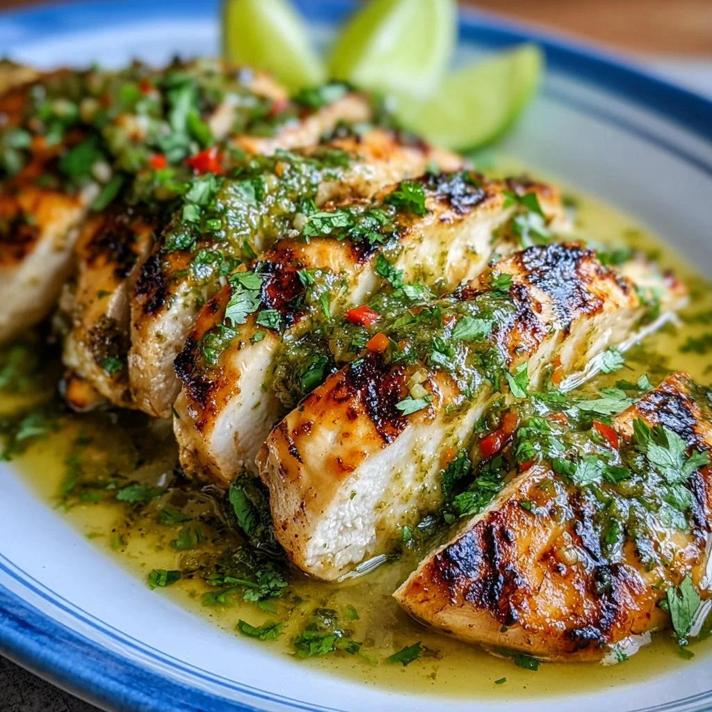 Grilled Salsa Verde Chicken with Pepper Jack Cheese on a plate