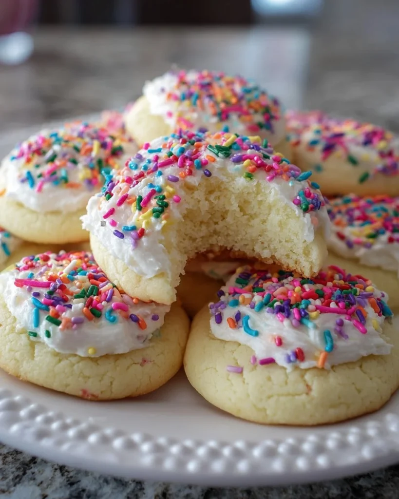 Freshly baked homemade Lofthouse Cookies with colorful icing