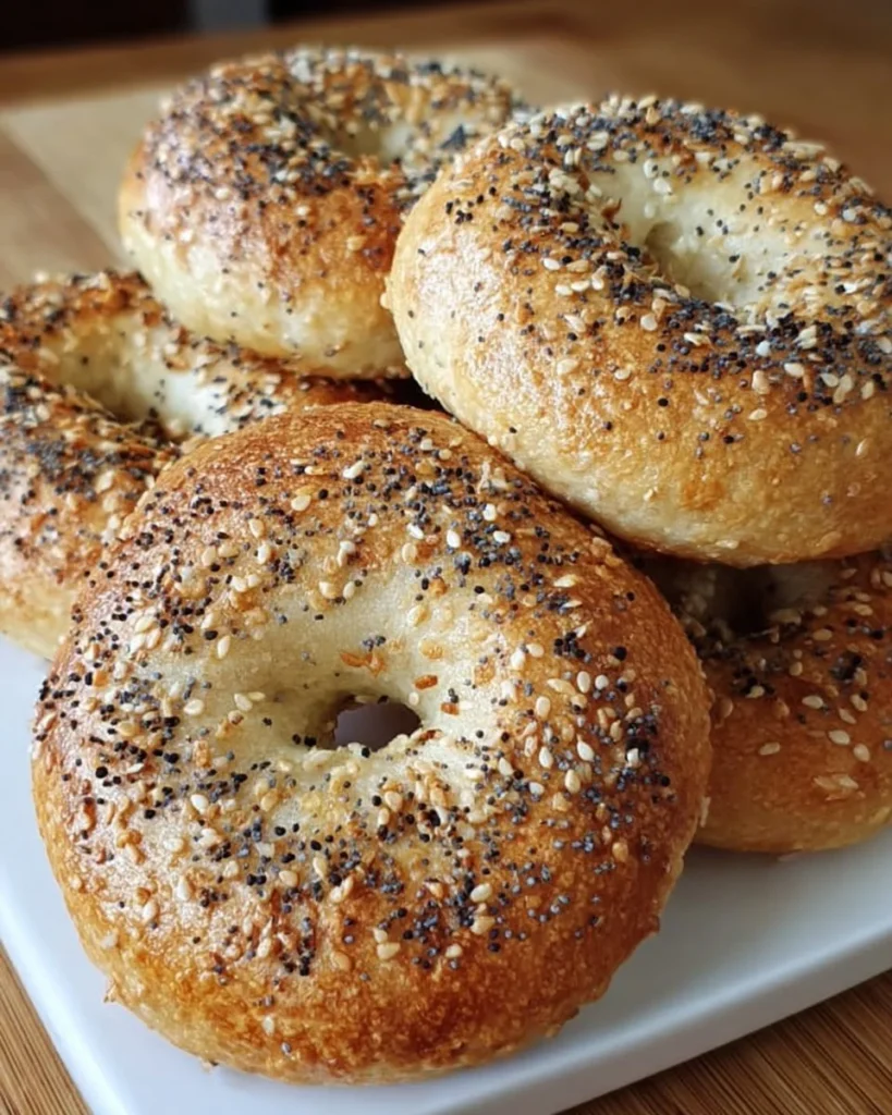 Homemade sourdough bagels fresh out of the oven