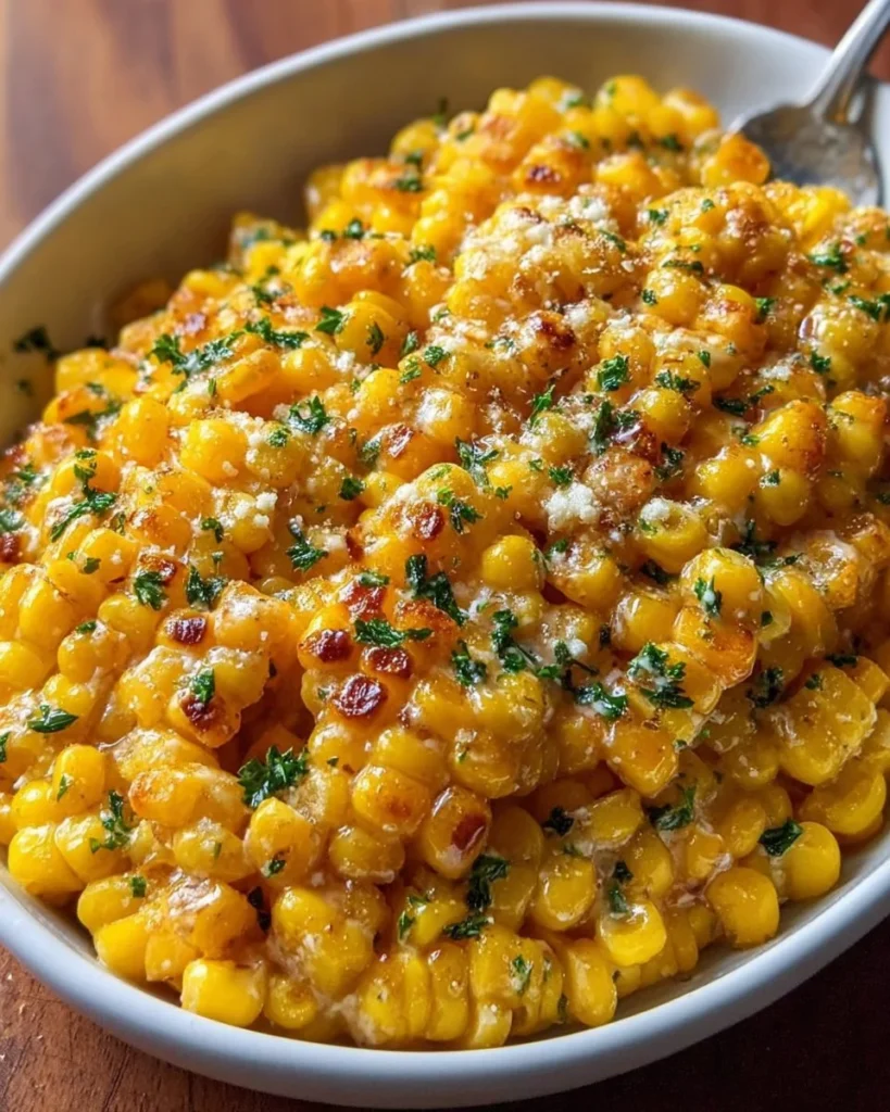 Delicious honey butter skillet corn served in a cast iron pan.