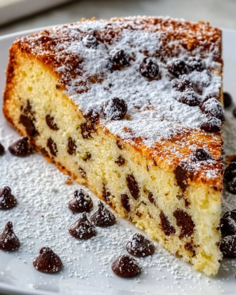 Delicious Italian Chocolate Chip Ricotta Cake with chocolate chips and creamy texture