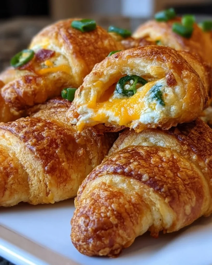 Freshly baked Jalapeño Crescent Rolls on a baking tray