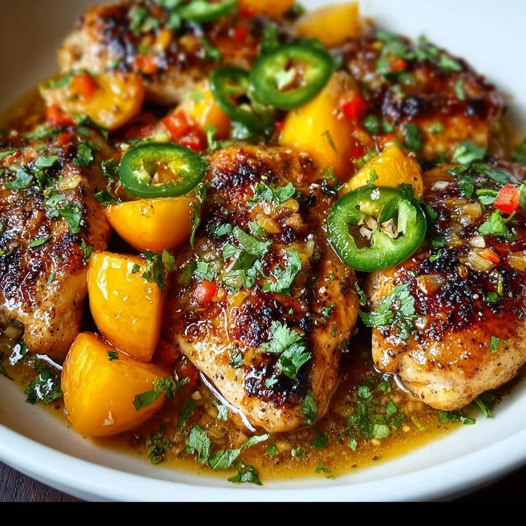 Delicious Jalapeño Peach Chicken with vibrant colors and flavors