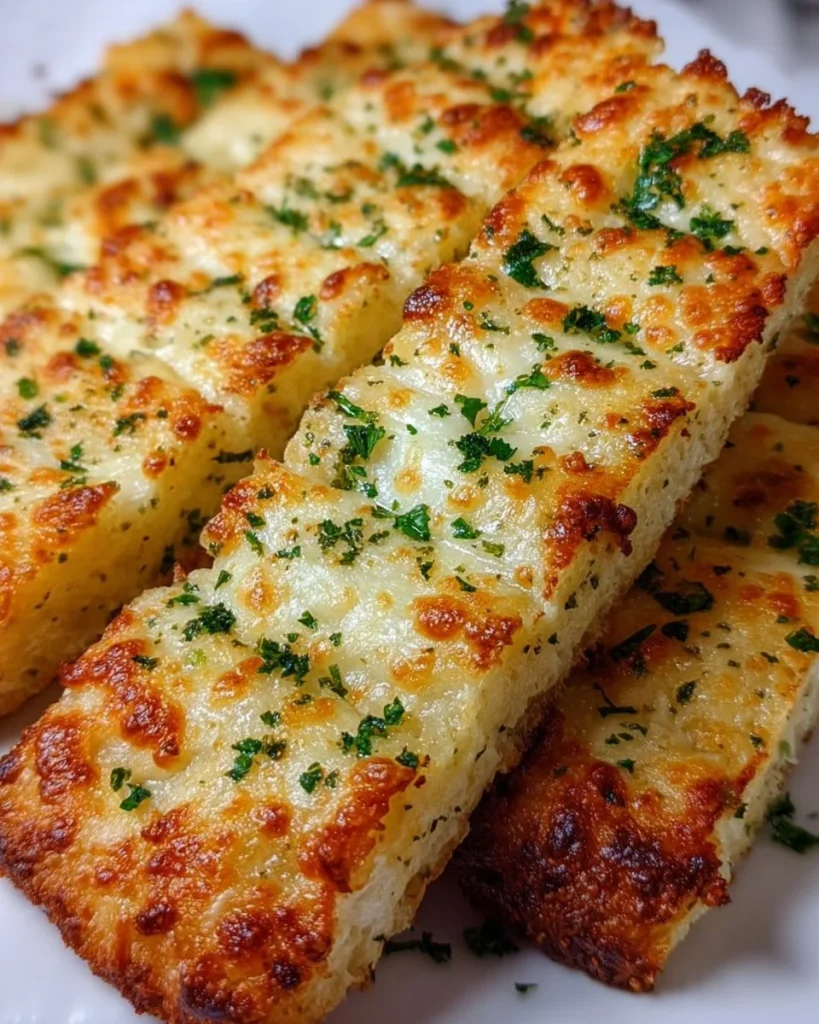 Delicious keto garlic breadsticks served on a plate, perfect for low-carb diets.