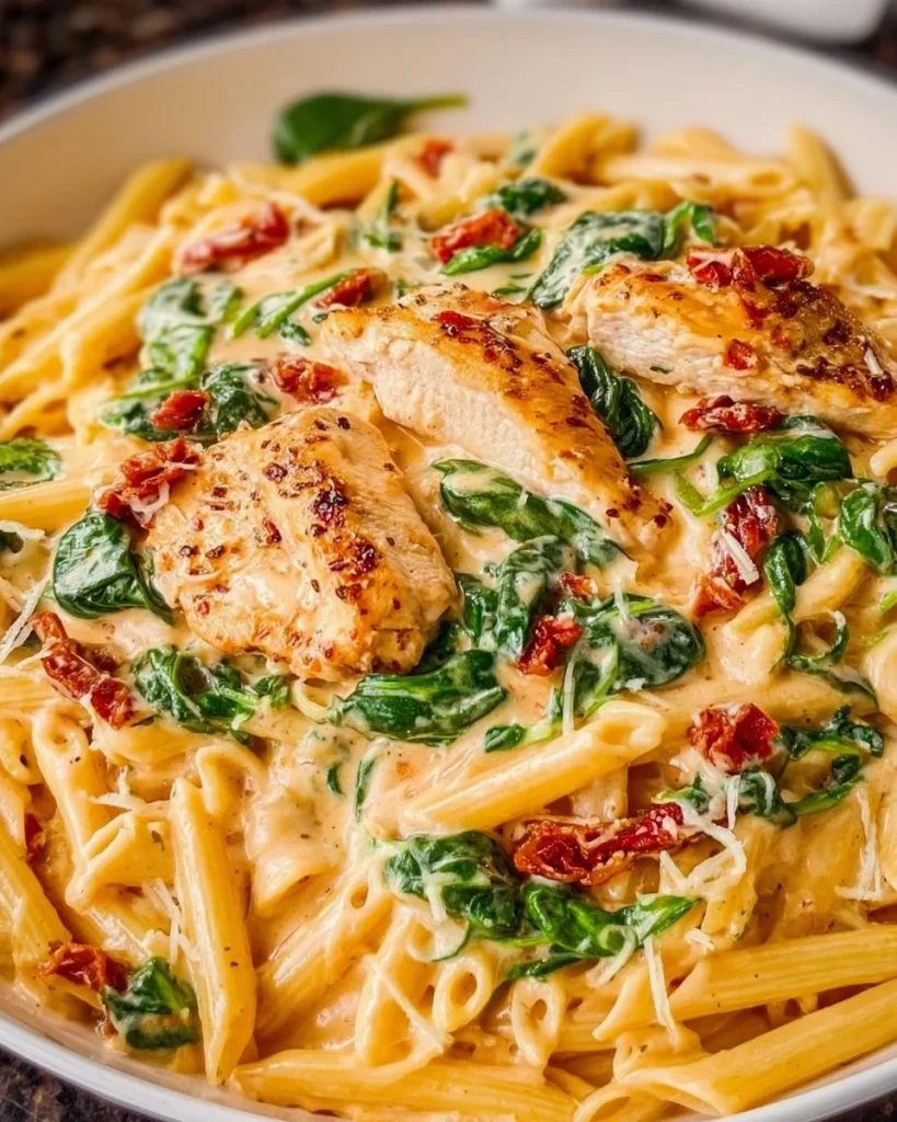 Delicious Marry Me Chicken Pasta served on a plate with herbs and sauce.