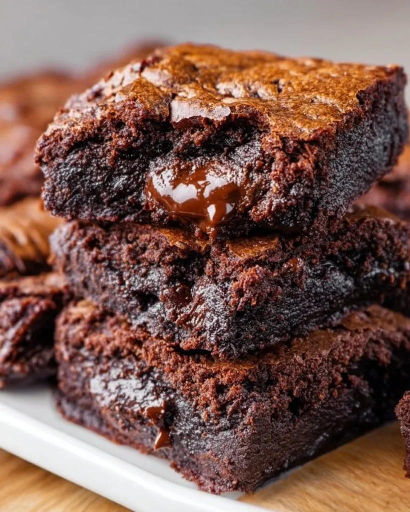Delicious one bowl brownies topped with chocolate chips for a rich dessert.