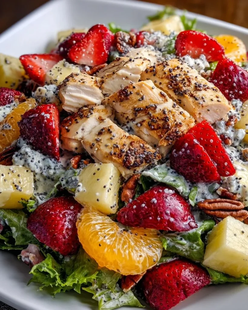 Delicious Panera Strawberry Poppyseed Salad with fresh strawberries and poppyseed dressing