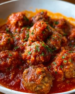 Delicious porcupine meatballs served with rice and sauce.