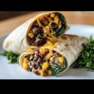 Delicious black bean and spinach burritos ready in 15 minutes