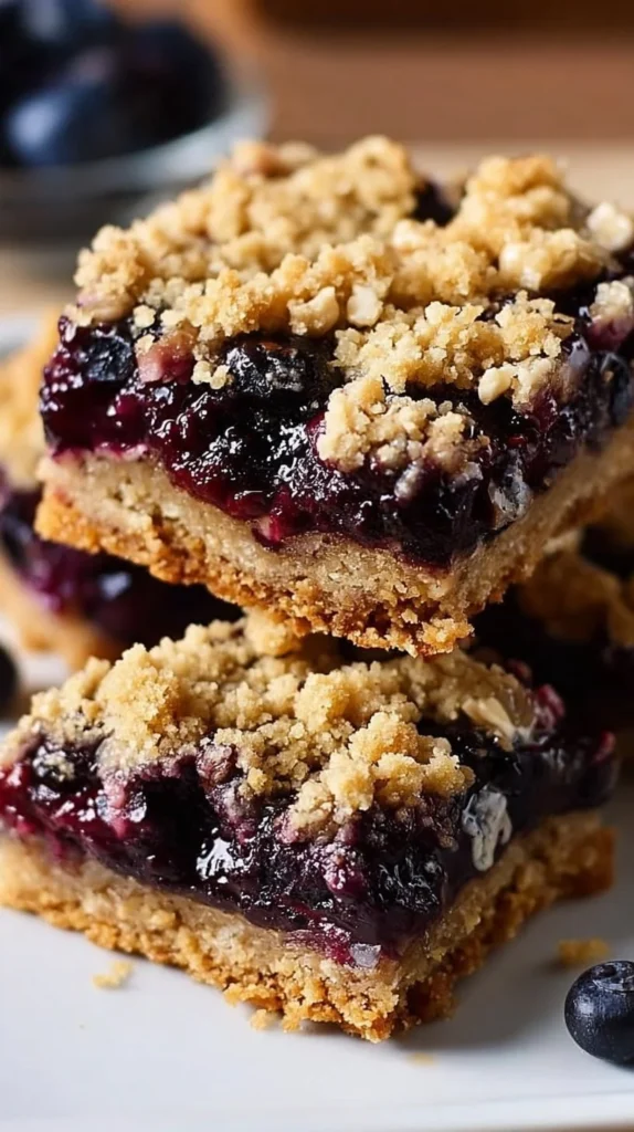 Delicious blueberry pie bars with fresh blueberries and crumbly crust