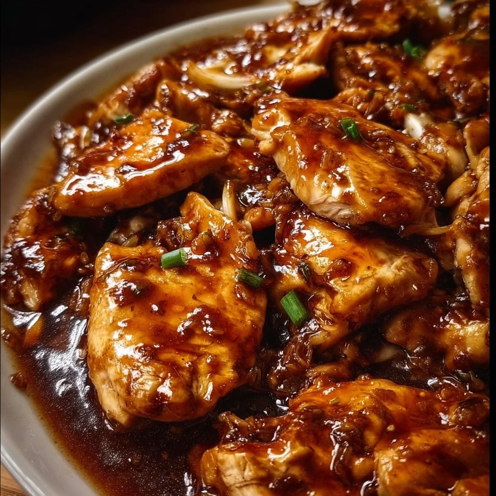 Delicious Crockpot Honey Garlic Chicken served with vegetables
