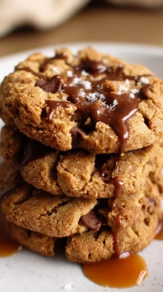 Gluten free banana bread cookies on a plate with fresh bananas