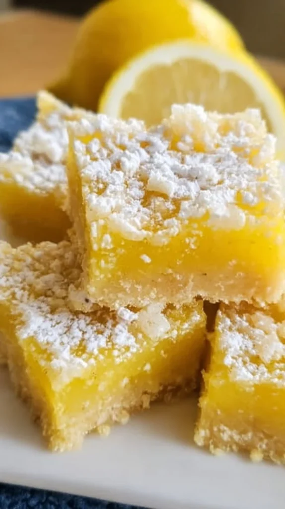 Delicious gluten-free lemon bars with a vibrant lemon topping and buttery crust.
