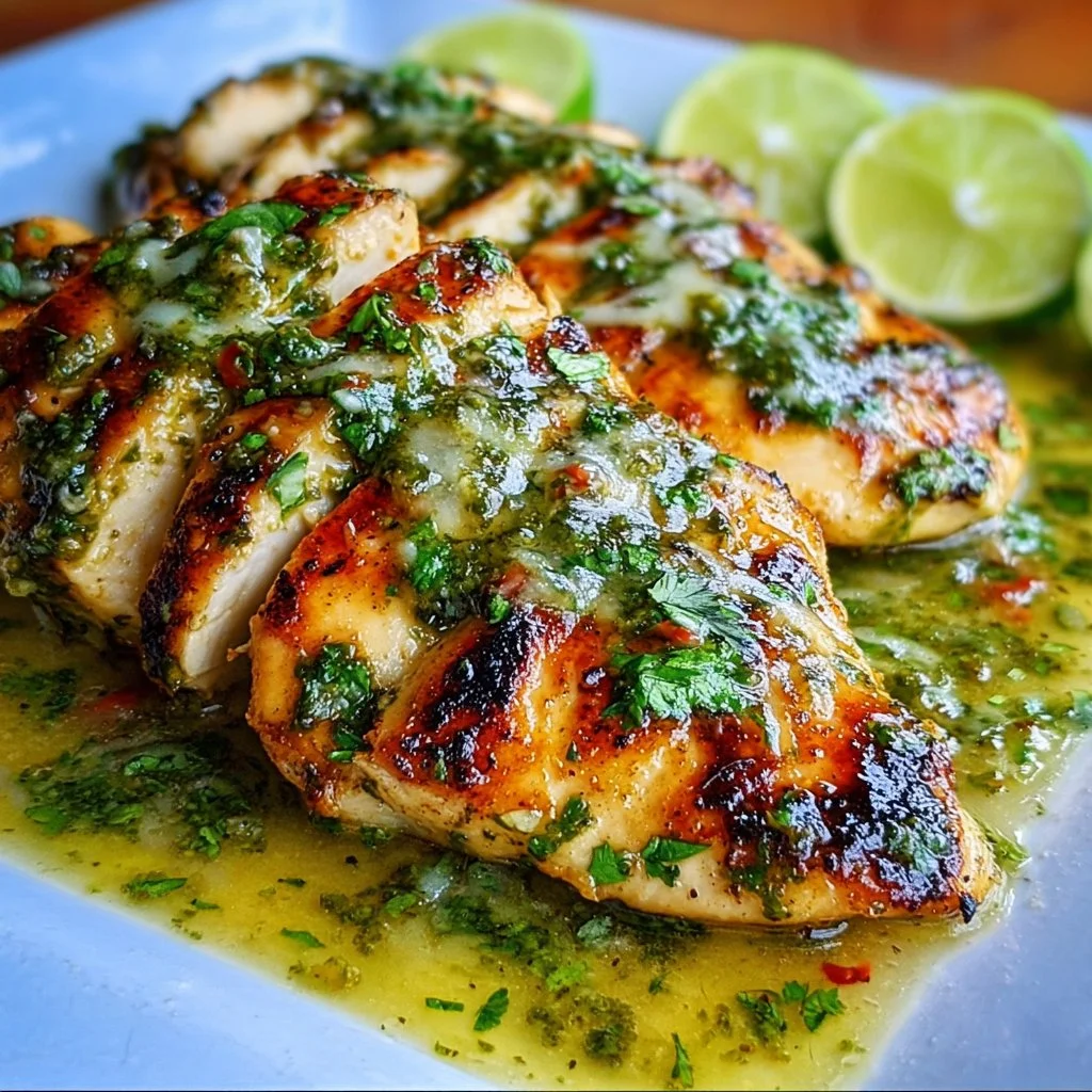 Grilled Salsa Verde Chicken with melted Pepper Jack cheese on a plate