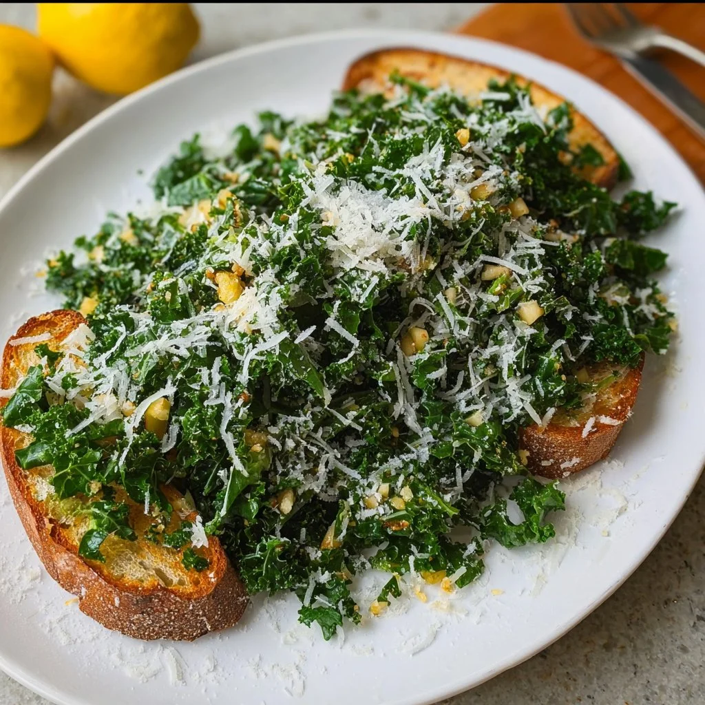 Delicious Lemon Kale Caesar Salad with romaine and lemon dressing