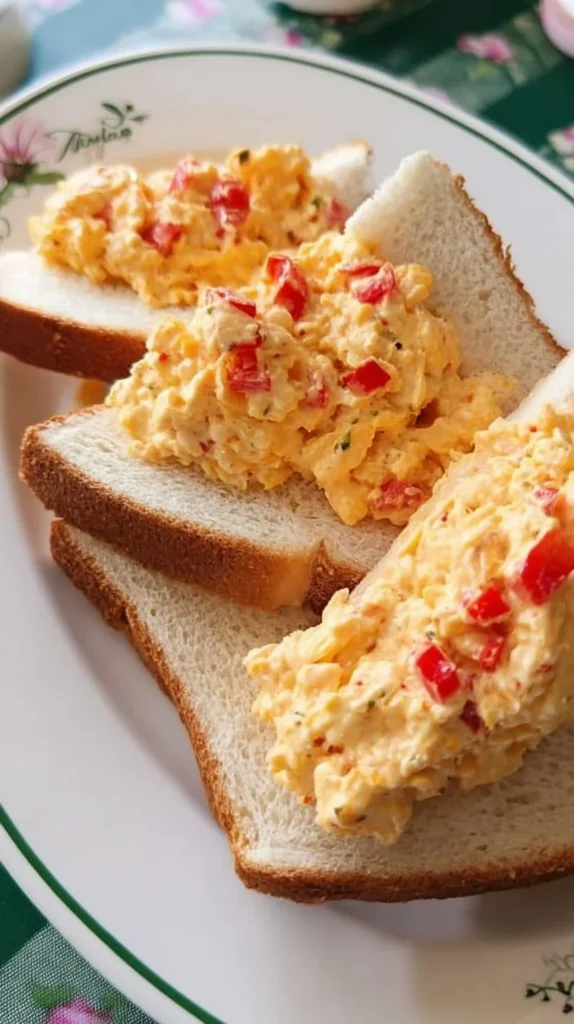 Delicious Masters Pimento Cheese Sandwich made with creamy cheese and spices.