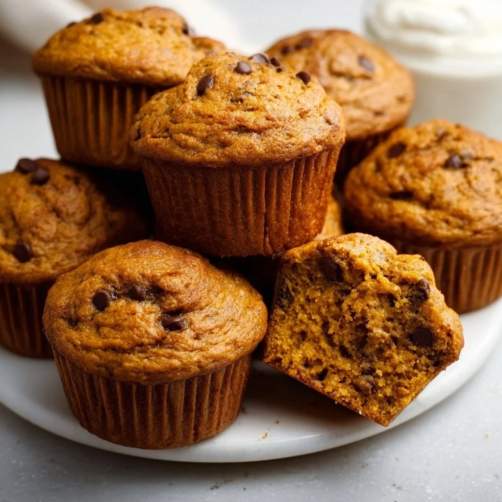 Delicious homemade pumpkin muffins on a wooden table