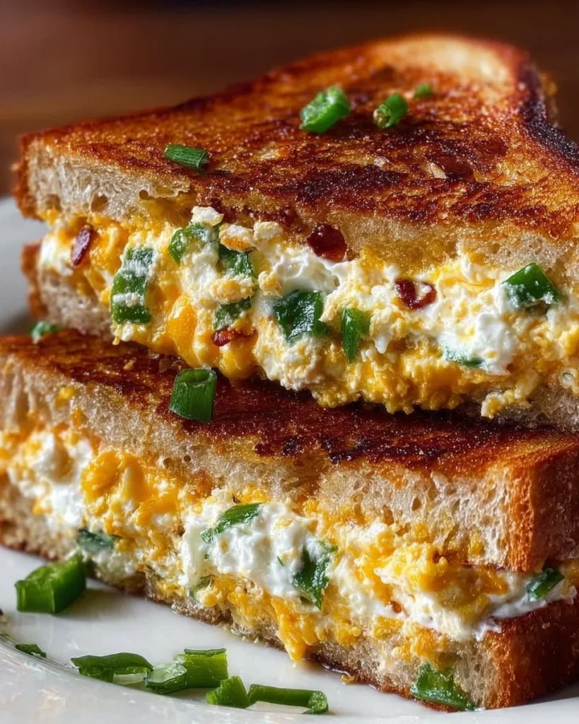 Spicy jalapeño popper grilled cheese sandwich with melty cheese and fresh jalapeños