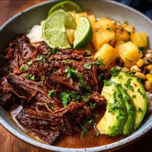 Crockpot Chipotle Pineapple Pot Roast Bowls served in a bowl