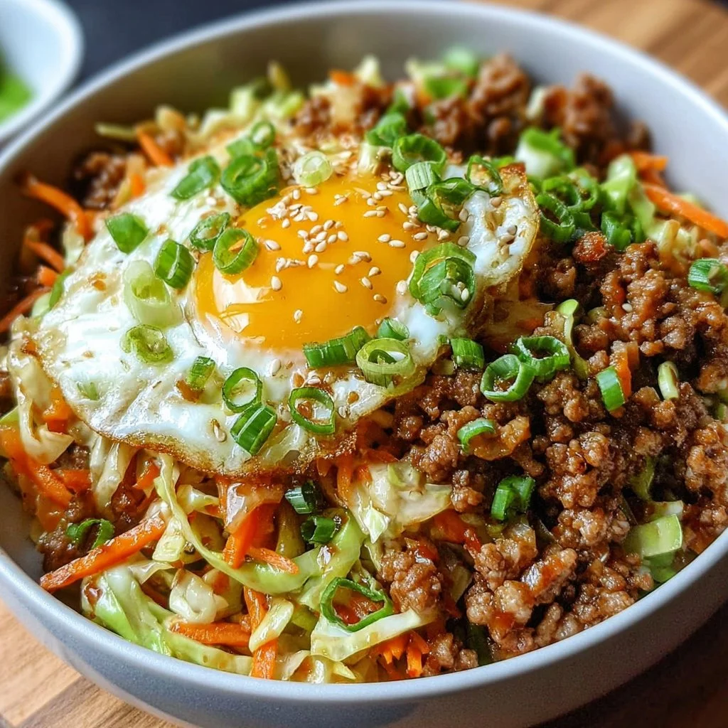 Delicious egg roll in a bowl with fresh vegetables and savory sauce