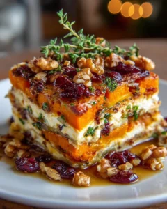 Layered sweet potato lasagna with butternut squash and carrots