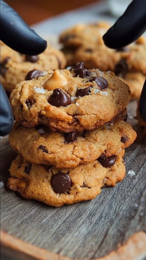 Peanut Butter Banana Chocolate Chip Cookies on a plate