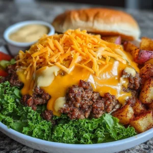 Delicious Smash Burger Bowl with fresh toppings and juicy smash patties