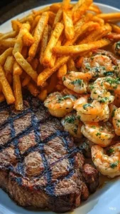 Delicious surf & turf platter featuring steak and seafood